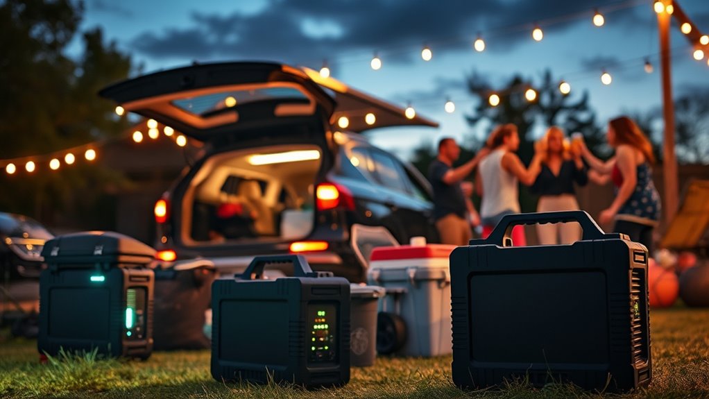 solar powered outdoor entertainment setup