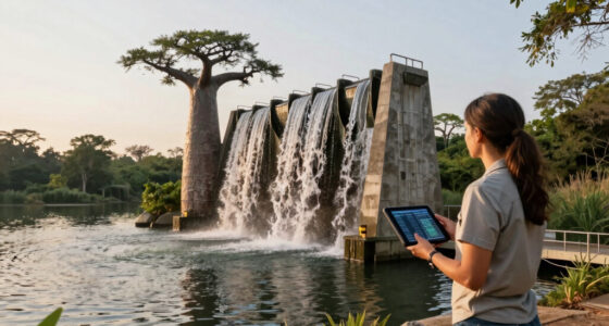 baobab-inspired floating waterfall power plant generates renewable energy off madagascar